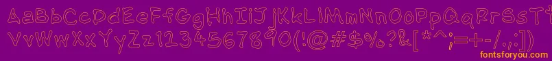 NipcensHandwritingOutline Font – Orange Fonts on Purple Background