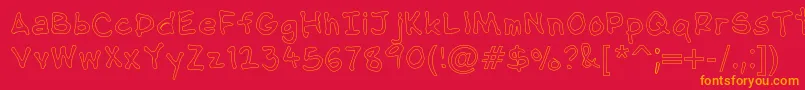 Czcionka NipcensHandwritingOutline – pomarańczowe czcionki na czerwonym tle