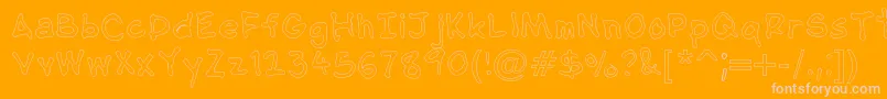 NipcensHandwritingOutline-fontti – vaaleanpunaiset fontit oranssilla taustalla