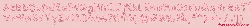 フォントNipcensHandwritingOutline – ピンクの背景に赤い文字