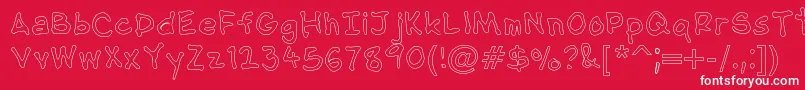 NipcensHandwritingOutline-Schriftart – Weiße Schriften auf rotem Hintergrund