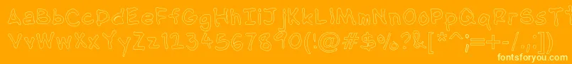フォントNipcensHandwritingOutline – オレンジの背景に黄色の文字