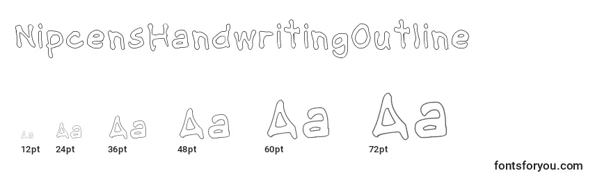 NipcensHandwritingOutline Font Sizes