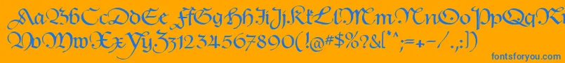 フォントHentimpsCirclet – オレンジの背景に青い文字