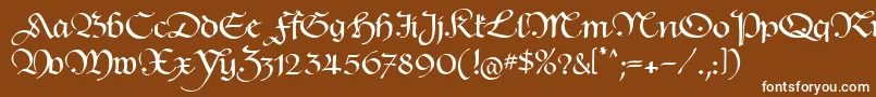 HentimpsCirclet-fontti – valkoiset fontit ruskealla taustalla