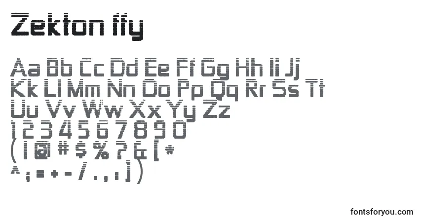 Fuente Zekton ffy - alfabeto, números, caracteres especiales