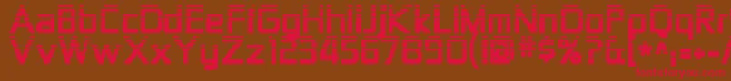 フォントZekton ffy – 赤い文字が茶色の背景にあります。
