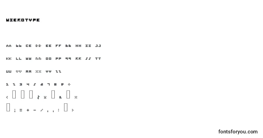 A fonte Microtype – alfabeto, números, caracteres especiais