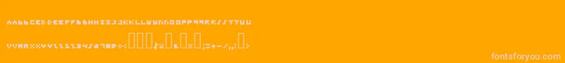 Microtype-Schriftart – Rosa Schriften auf orangefarbenem Hintergrund