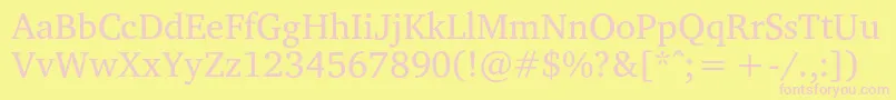 VelekaRegular-fontti – vaaleanpunaiset fontit keltaisella taustalla
