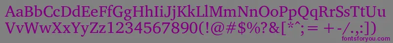 フォントVelekaRegular – 紫色のフォント、灰色の背景