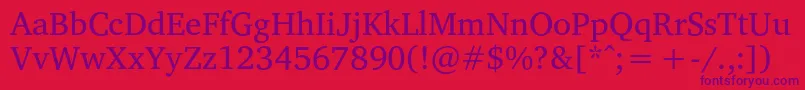 VelekaRegular Font – Purple Fonts on Red Background