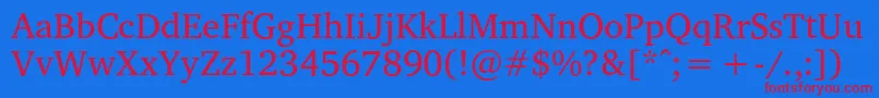 VelekaRegular Font – Red Fonts on Blue Background