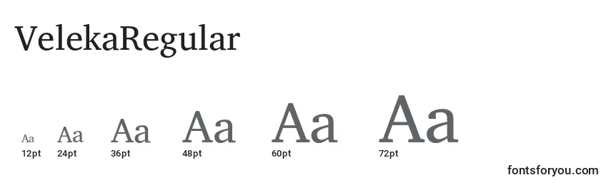 Размеры шрифта VelekaRegular