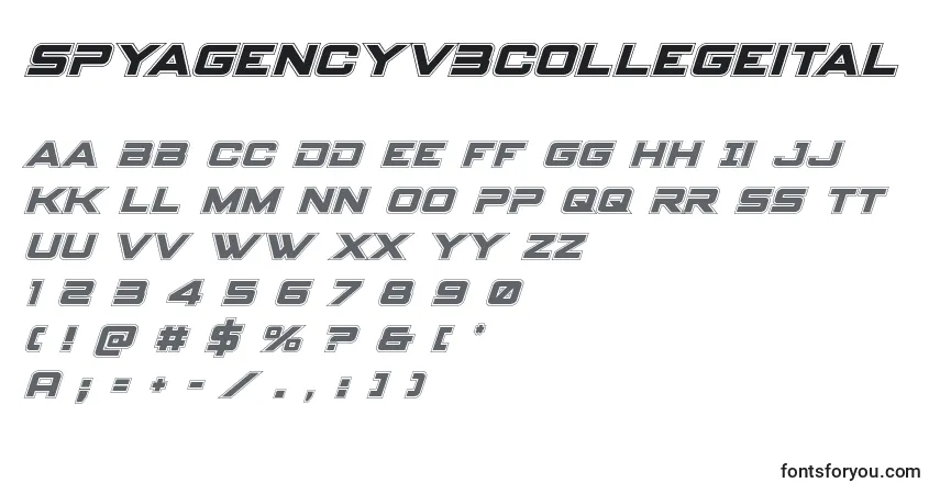 Spyagencyv3collegeital Font – alphabet, numbers, special characters