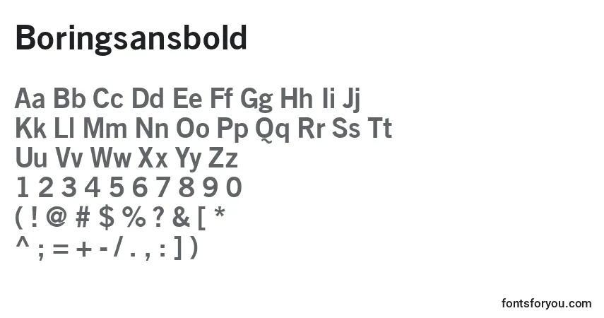 A fonte Boringsansbold – alfabeto, números, caracteres especiais