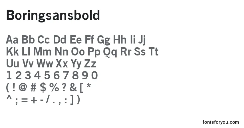 Boringsansbold-fontti – aakkoset, numerot, erikoismerkit