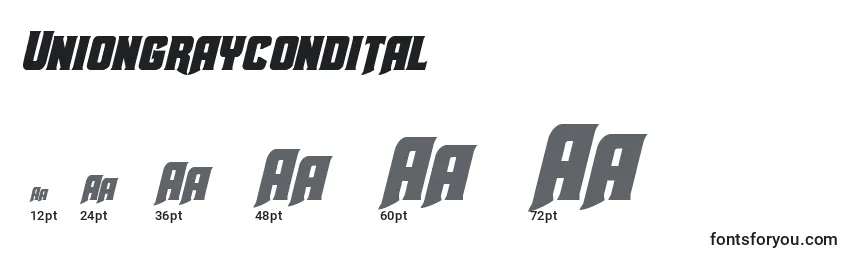 Uniongraycondital Font Sizes