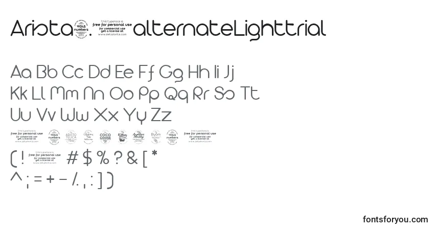 A fonte Arista2.0alternateLighttrial – alfabeto, números, caracteres especiais