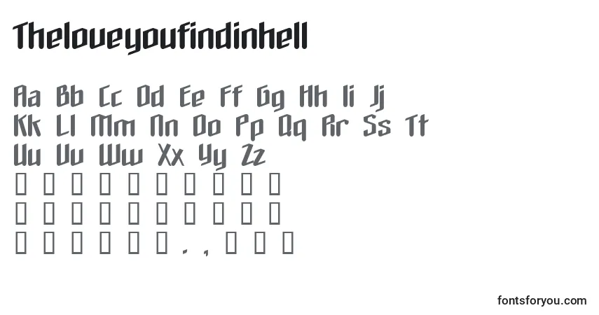 Schriftart Theloveyoufindinhell – Alphabet, Zahlen, spezielle Symbole