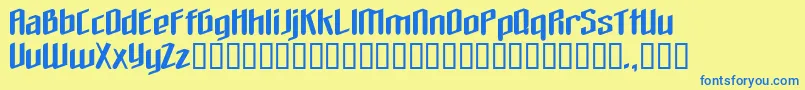 フォントTheloveyoufindinhell – 青い文字が黄色の背景にあります。