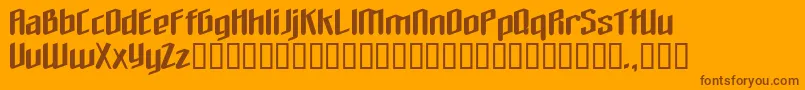 Theloveyoufindinhell-Schriftart – Braune Schriften auf orangefarbenem Hintergrund