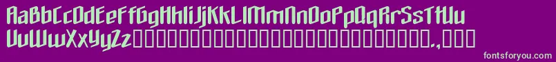 フォントTheloveyoufindinhell – 紫の背景に緑のフォント