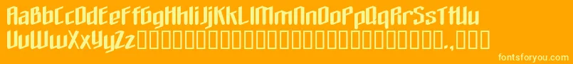 Theloveyoufindinhell-fontti – keltaiset fontit oranssilla taustalla