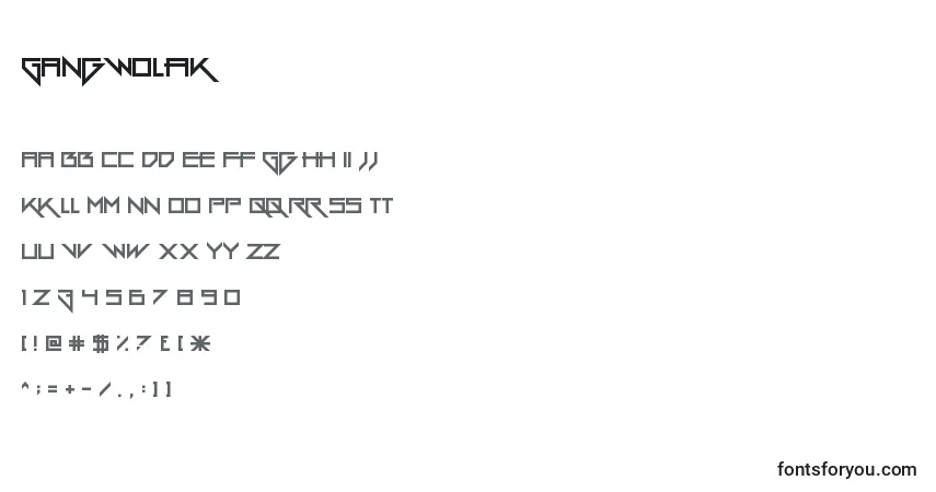 A fonte GangWolfik – alfabeto, números, caracteres especiais