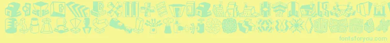 Minipicslilfeatures Font – Green Fonts on Yellow Background