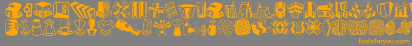Minipicslilfeatures-Schriftart – Orangefarbene Schriften auf grauem Hintergrund