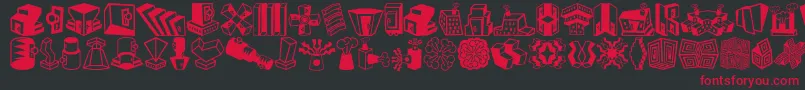 Minipicslilfeatures-Schriftart – Rote Schriften auf schwarzem Hintergrund