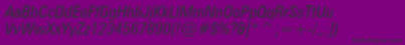 ZurichCondensedItalicBt-Schriftart – Schwarze Schriften auf violettem Hintergrund