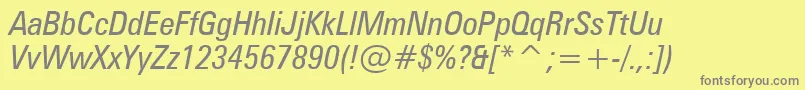 ZurichCondensedItalicBt Font – Gray Fonts on Yellow Background