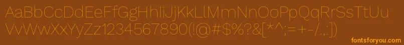 Więcej informacji o czcionce WorksansHairline Czcionka WorksansHairline – pomarańczowe czcionki na brązowym tle