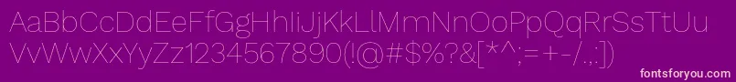 WorksansHairline-fontti – vaaleanpunaiset fontit violetilla taustalla