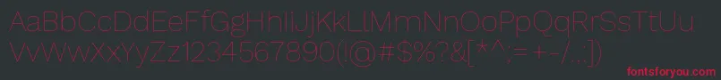 WorksansHairline Font – Red Fonts on Black Background