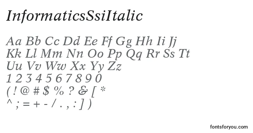 Czcionka InformaticsSsiItalic – alfabet, cyfry, specjalne znaki