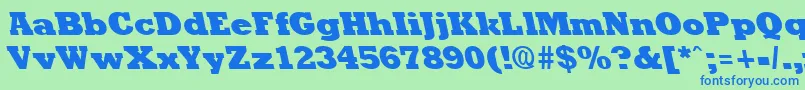 RockneyleftyextraboldRegular Font – Blue Fonts on Green Background