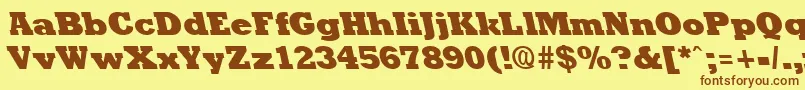 RockneyleftyextraboldRegular Font – Brown Fonts on Yellow Background