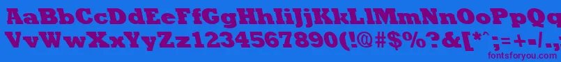 RockneyleftyextraboldRegular Font – Purple Fonts on Blue Background