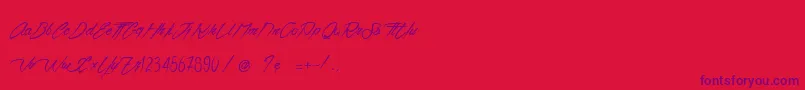 VentillaScript-Schriftart – Violette Schriften auf rotem Hintergrund