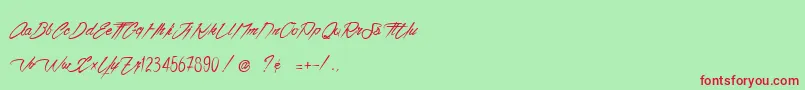 VentillaScript Font – Red Fonts on Green Background