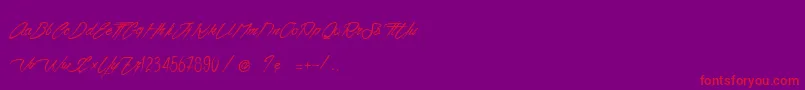 VentillaScript-Schriftart – Rote Schriften auf violettem Hintergrund