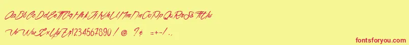 VentillaScript Font – Red Fonts on Yellow Background