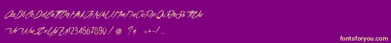 VentillaScript-Schriftart – Gelbe Schriften auf violettem Hintergrund