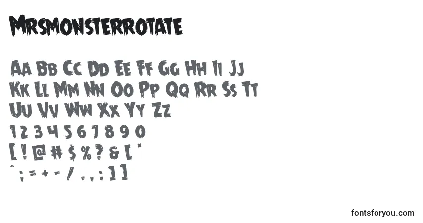 Шрифт Mrsmonsterrotate – алфавит, цифры, специальные символы