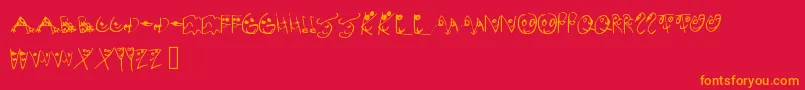 フォントMelsionsSon – 赤い背景にオレンジの文字