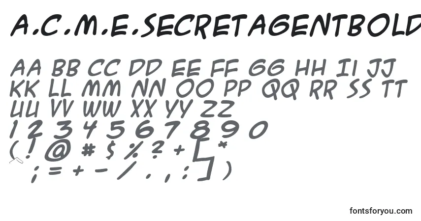 Шрифт A.C.M.E.SecretAgentBold – алфавит, цифры, специальные символы