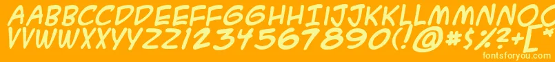 Saiba mais sobre a fonte A.C.M.E.SecretAgentBold Fonte A.C.M.E.SecretAgentBold – fontes amarelas em um fundo laranja
